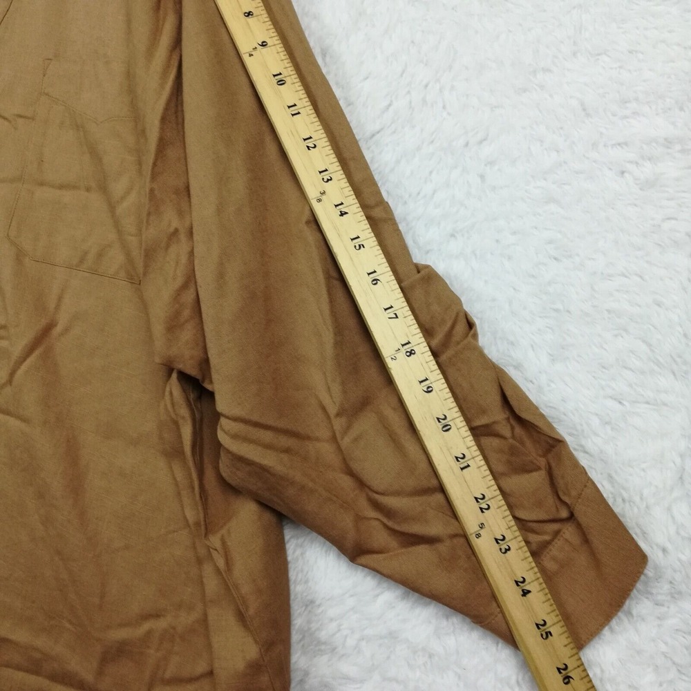 Torrid Womens Shirt Button Up Linen‎ Blend Brown Camel Roll Tab Sleeve Plus 6 - Picture 4 of 7